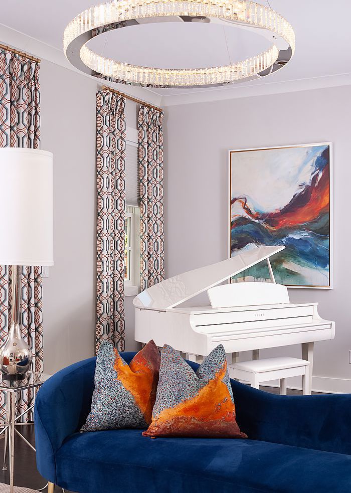 Explore the power of bold colors against snowy white walls.