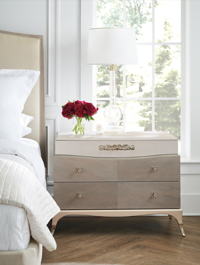 A beautiful Caracole nightstand which comes with different size matching dressers.